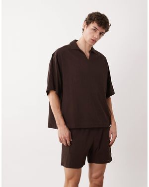 ASOS Co-ord Crinkle Texture Shorts - Brown
