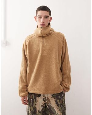 adidas Originals Teamgeist Borg Half Zip Hoodie - Natural