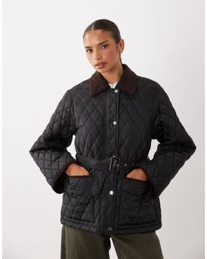 Gina Tricot Quilted Belted Jacket - Black