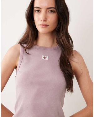 Calvin Klein Woven Label Tank Top - Purple