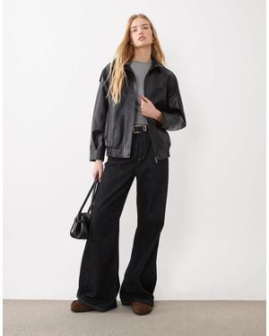 New Look Oversize-jacke aus kunstleder mit stehkragen - Schwarz