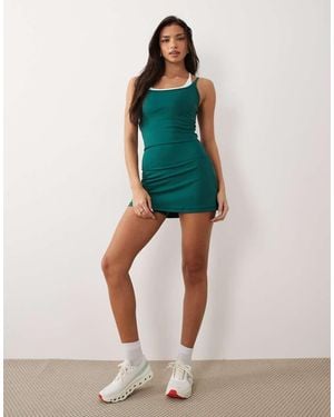 4505 Active Tennis Double Layer Tank With Cross Strap Back - Green