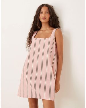 ASOS Square Neck Denim Mini Dress - Pink