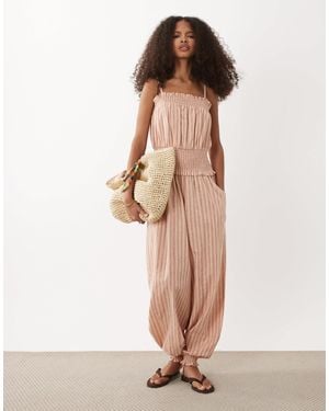ASOS Barrel Leg Jumpsuit - Natural
