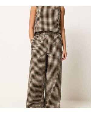 PixieGirl Petite Gingham Wide Leg Trousers - Brown