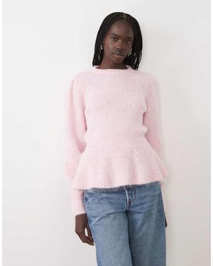 Vila Maglione Lavorato A Maglia Con Orlo Peplo - Rosa