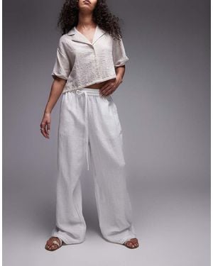 TOPSHOP Casual Cheesecloth Pull On Trouser - Grey