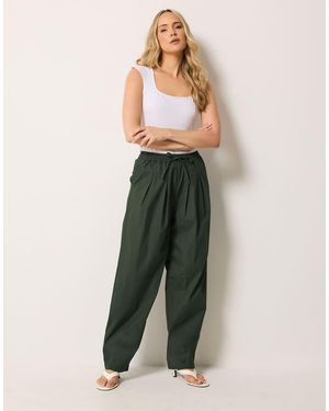 Long Tall Sally Cotton Barrel Leg Trousers - Green