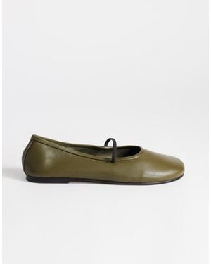 TOPSHOP Bailarinas Bella De Cuero Con Punta Redonda En-Verde