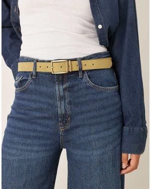 ASOS Waist And Hip Faux Suede Square Buckle Belt - Blue