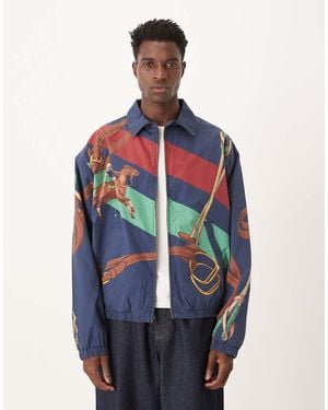 Polo Ralph Lauren Bayport Equine Print Lined Cotton Windbreaker Jacket - Blue