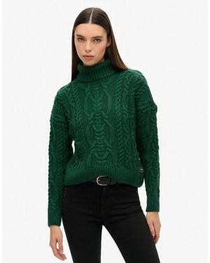 Superdry – hochgeschlossener vintage-strickpullover - Grün