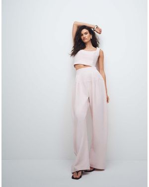 ASOS Tailored Snatch Waist Wide Leg Trousers - White