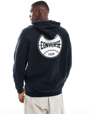 Converse Sudadera Negra Con Capucha Y Estampado Gráfico Retro Chuck De - Azul