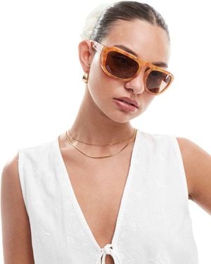 A.Kjærbede Max Oversized Wraparound Sunglasses - White