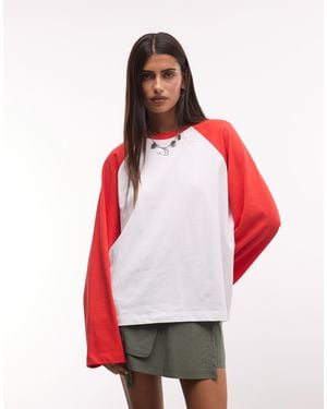 Collusion Long Sleeve Boxy Raglan - Red