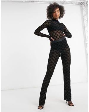 Juicy Couture Co-ord Flocked Mesh Logo Bodysuit - Black