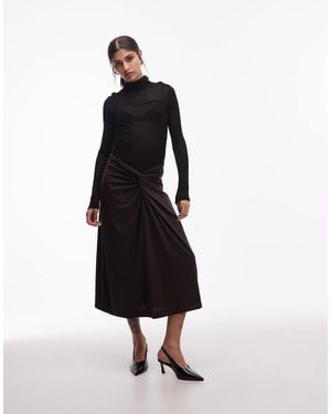 ARKET Pull On Stretch Midi Skirt With Twist Detail - White