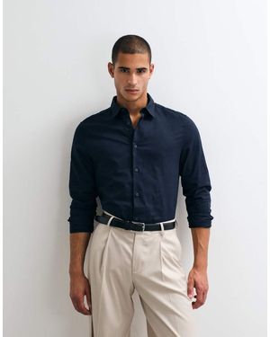 ASOS Regular Fit Smart Linen Blend Shirt - Blue