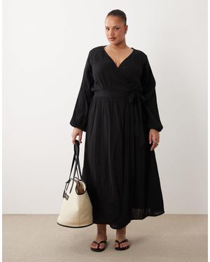 Esmee Curve Esmée Curve Wrap Front Long Sleeve Maxi Beach Dress - Black