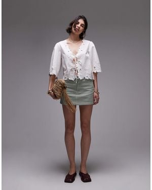 TOPSHOP Floral Cutwork Bed Jacket - Gray