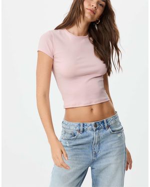 Stradivarius – basic-t-shirt - Blau