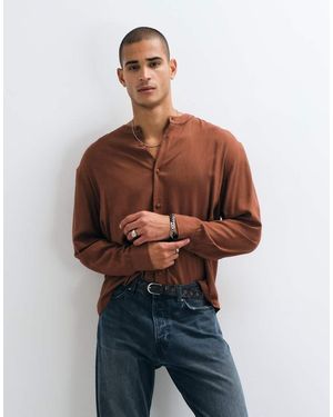 ASOS Camicia Comoda Con Collo Serafino - Blu