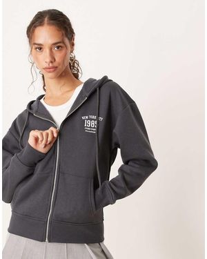 Brave Soul Sudadera Con Capucha Y Cremallera De - Gris