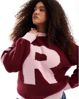 Renee Studio Plus Exclusive Ribbed Varsity R Logo Jumper - Red