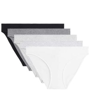 Oysho 5 Cotton Blend Rib Classic Briefs - White