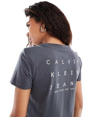 Calvin Klein T-Shirt Mini Slavato Con Stampa Sul Retro - Blu