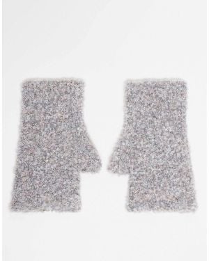 ASOS Knitted Boucle Fingerless Gloves - Gray