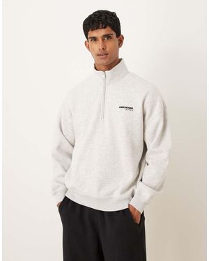 Abercrombie & Fitch Chest Logo Quarter Zip Sweatshirt - White