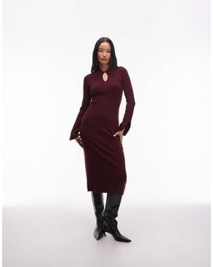 & Other Stories Long Sleeve Midi Colla Knitted Dress - Purple