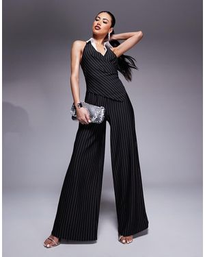 River Island Mono Largo Con Raya Diplomática De -Azul