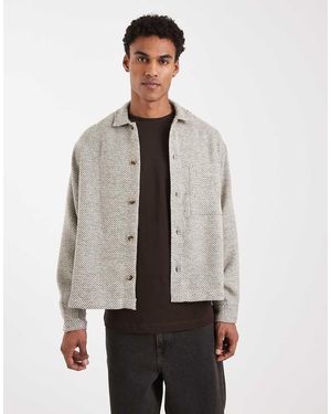 ASOS Chaqueta Estilo Camisa De Corte Estándar De Sarga De -Neutro - Gris