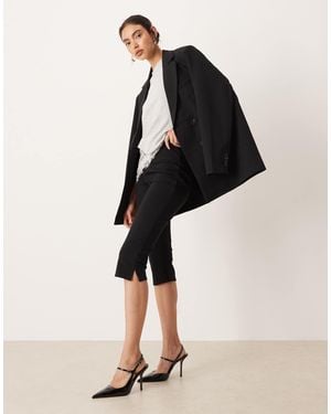 ASOS Ponte Capri Pants With Side Split Detail - Natural