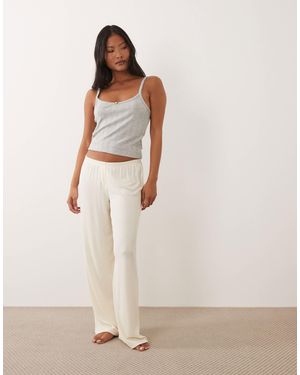 ASOS Asos design petite – mix & match – gerippte pyjamahose - Natur