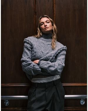 4th & Reckless – flauschiger oversize-strickpullover mit wolloptik - Schwarz