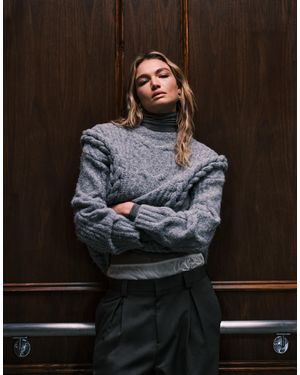 4th & Reckless – flauschiger oversize-strickpullover mit wolloptik - Schwarz