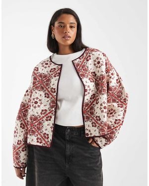 ASOS Asos Design Curve Quilted Jacket With Bandana Print - Red