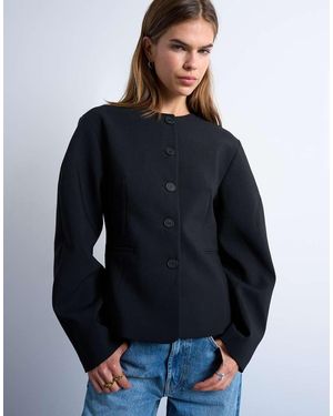TOPSHOP Ovoid Sleeve Blazer Top - Blue
