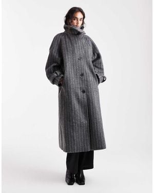 ASOS Longline Wool Blend Funnel Neck Coat - Grey