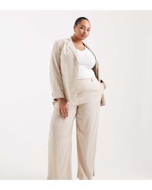 Pieces Plus Pieces Curve Wide Leg Tailored Trouser Co-Ord - Natural