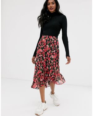Stradivarius Asymmetric Skirt With Frill - Red