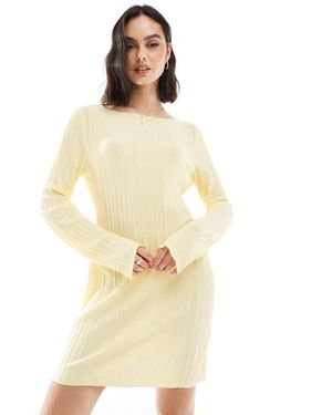 Vero Moda Plisse Mini Dress With Fluted Sleeve - Natural