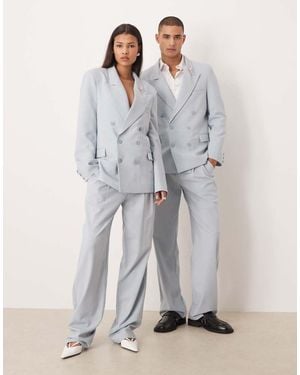 Sister Jane Unisex Evander High Waisted Micro Belt Detail Paperbag Trousers - Grey