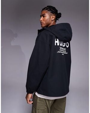 HUGO Bod Back Print Hooded Jacket - Blue