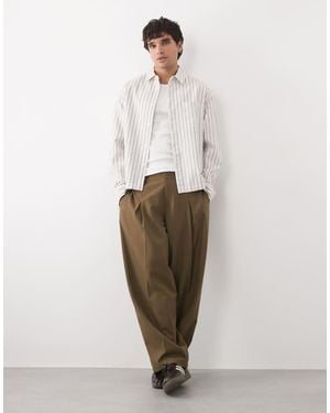 ASOS Boxy Oversized Striped Shirt - White
