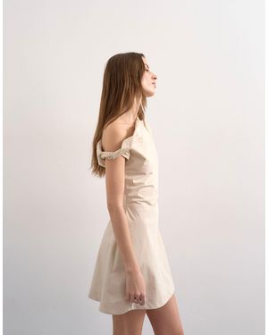 TOPSHOP Structured Mini Dress With Twist Shoulder - Natural